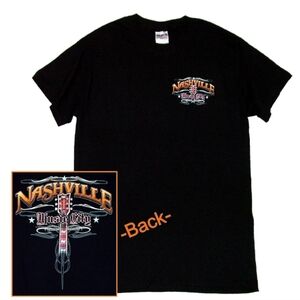 Nashville Music City Black Guitar Crew Neck Short Sleeve Unisex Size Medium